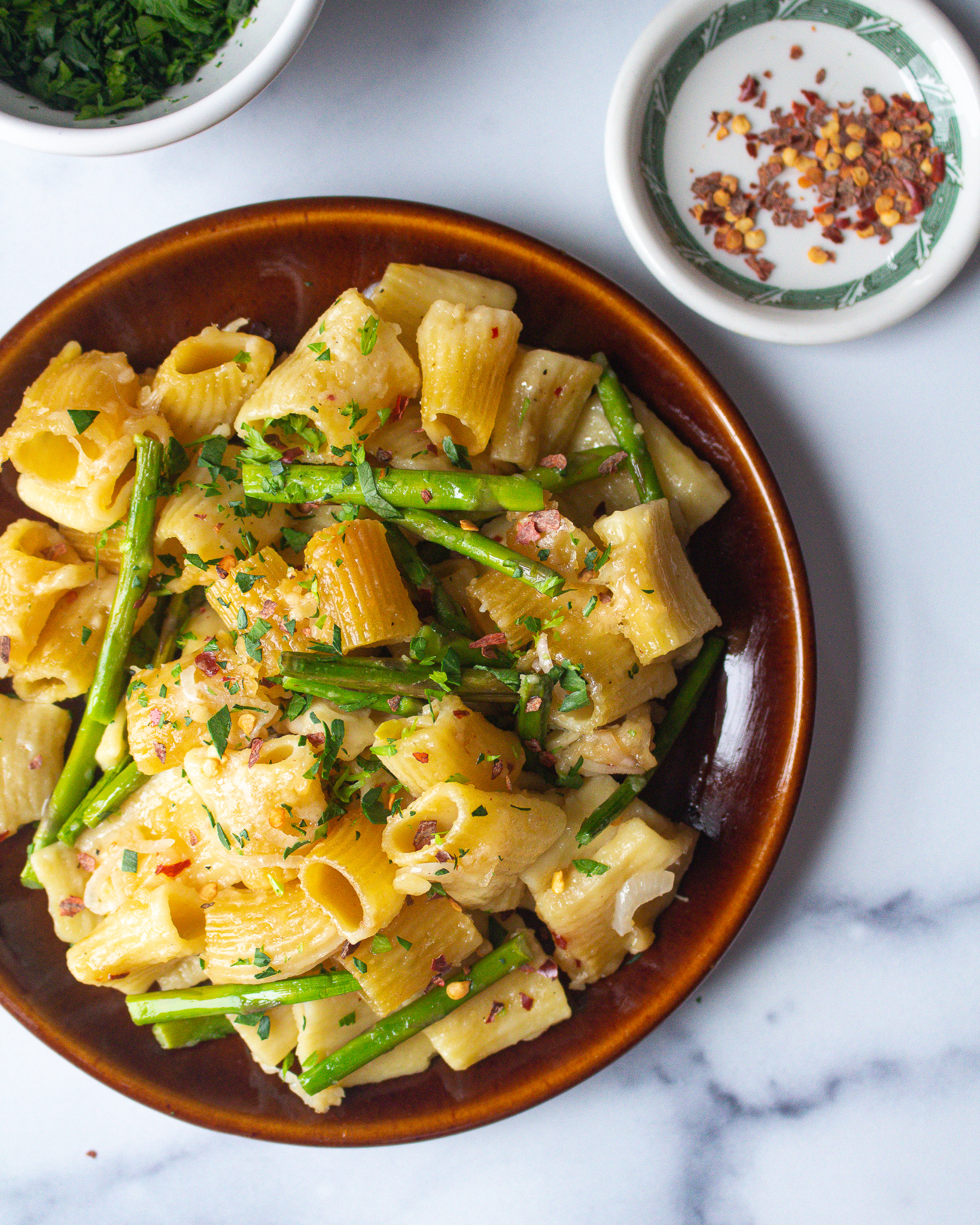 No Boil Pasta with Lemon Asparagus and Parmesan
