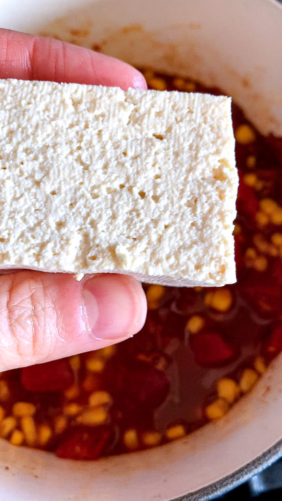 Using firm tofu to crumble into the tofu pasta sauce