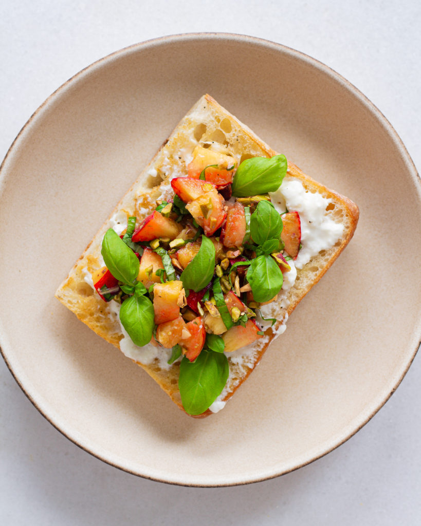 peach and basil burrata toast recipe