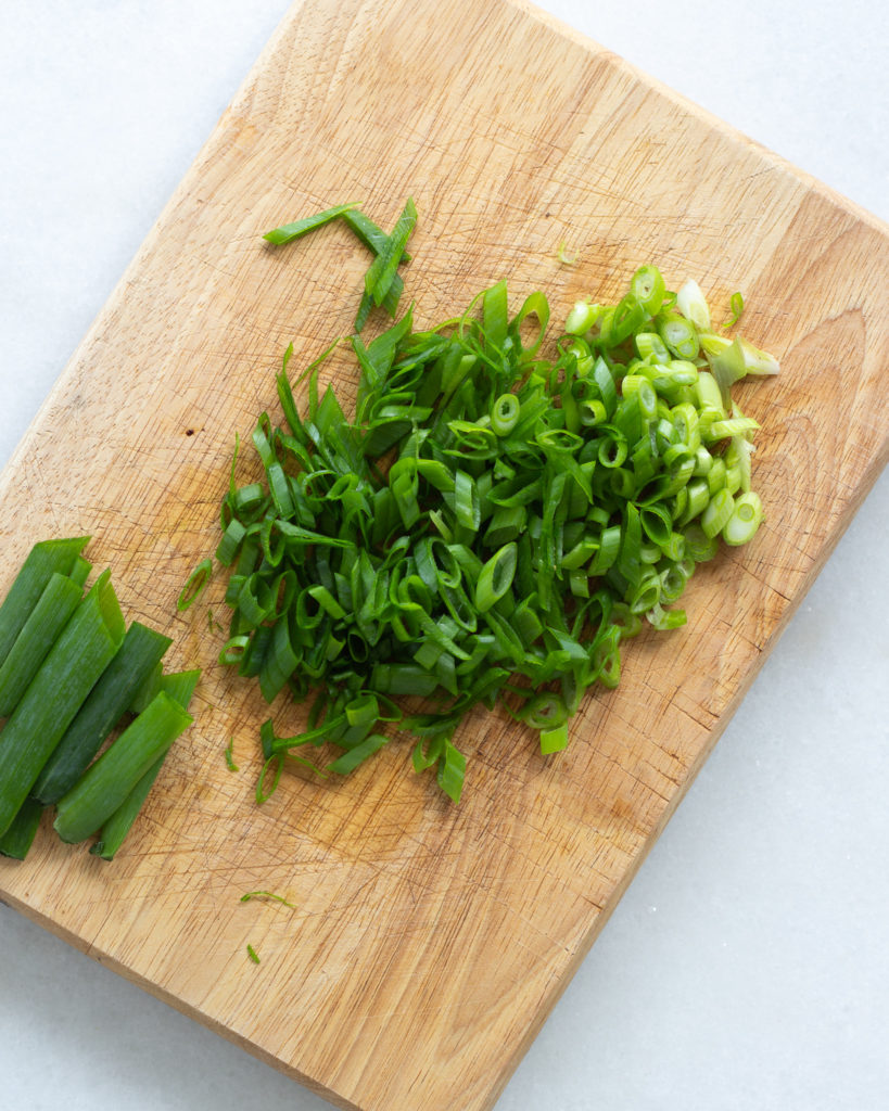 chopped scallions for glazed tofu