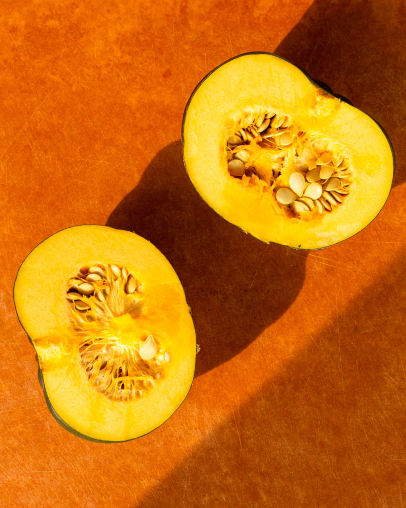 Acorn squash cut in half