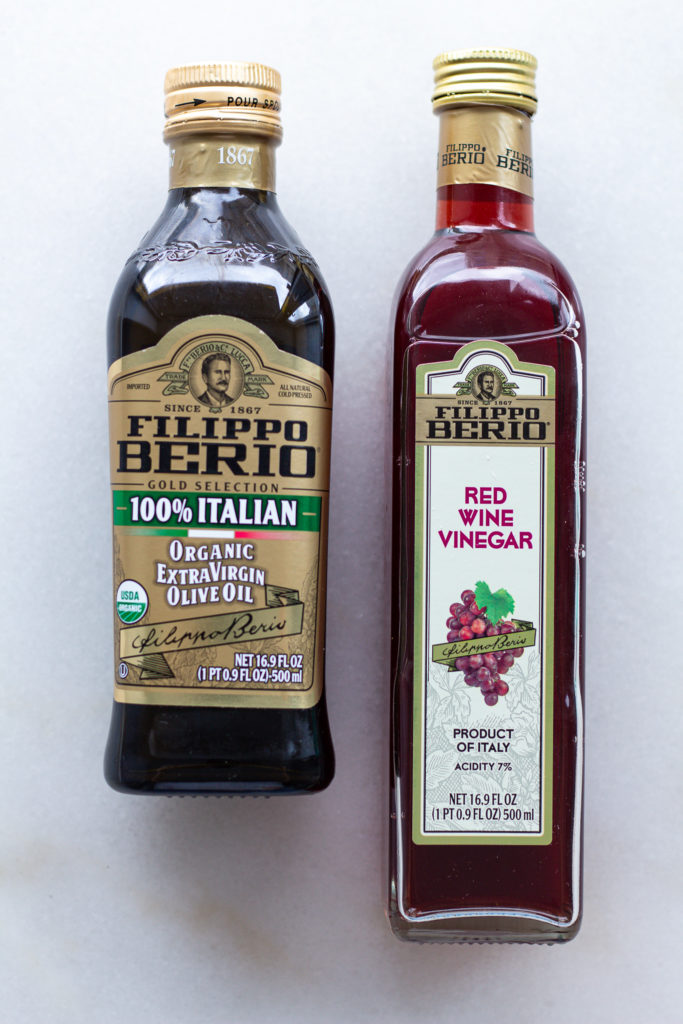 extra virgin olive oil and red wine vinegar