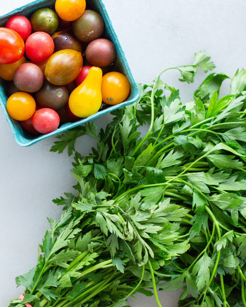 parsley and cherry tomatoes