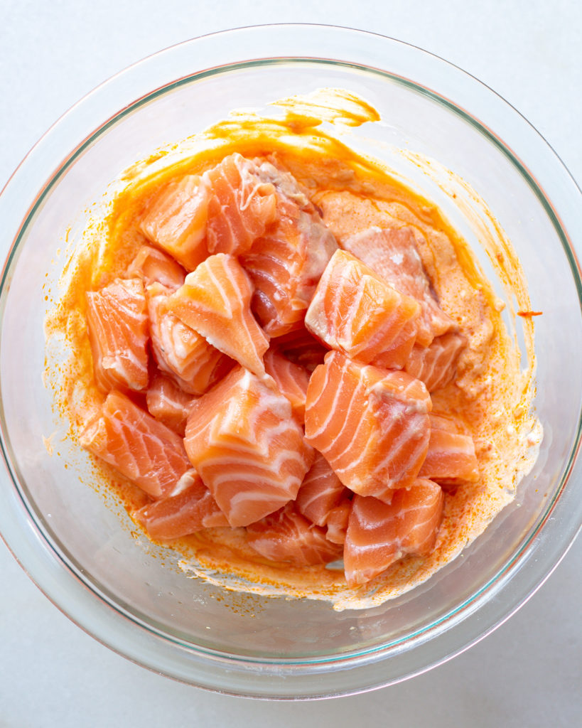 salmon in marinade
