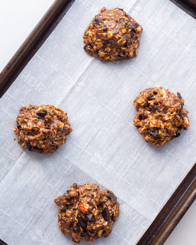 cookie dough balls on baking sheet