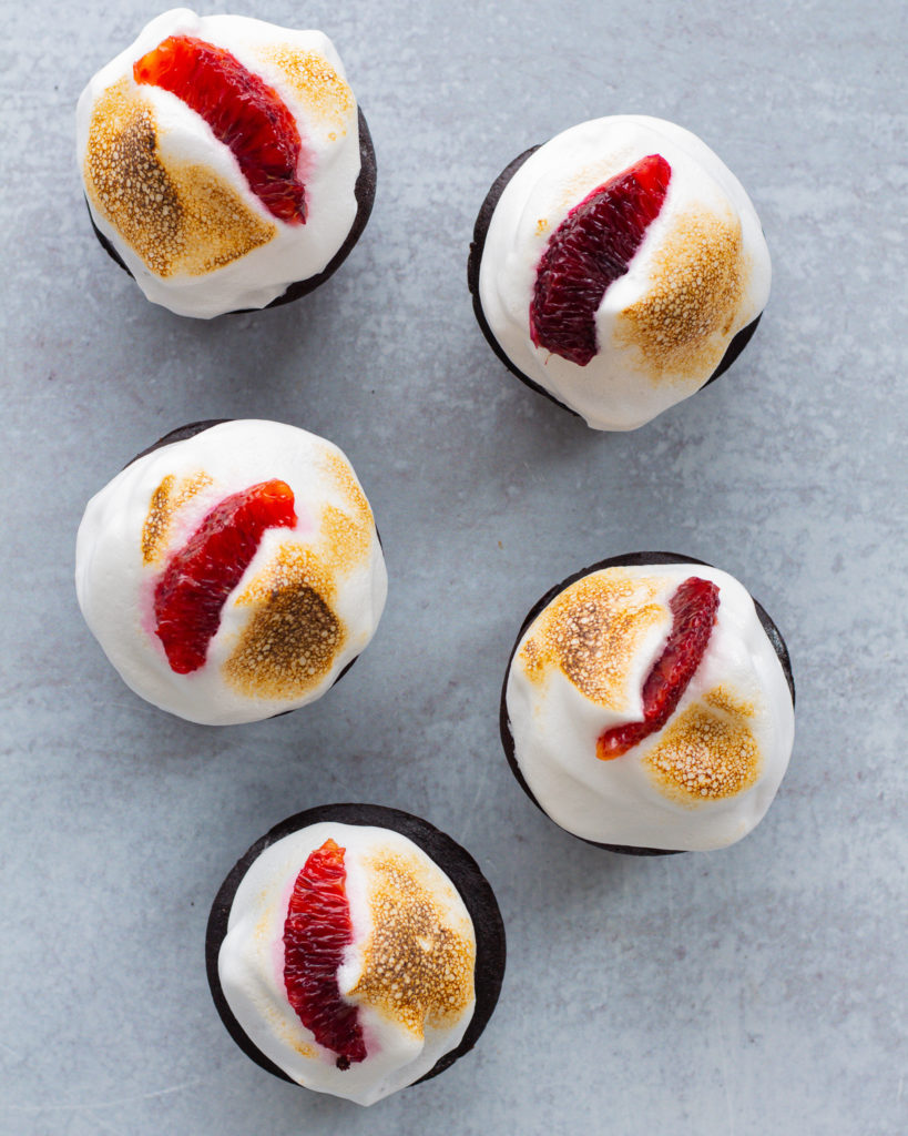 finished Vegan Blood Orange Chocolate Cupcakes