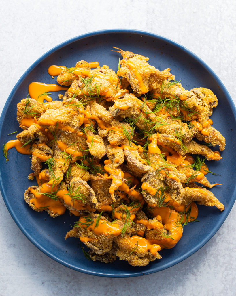 finished Cornmeal Crusted Popcorn 'Shrooms