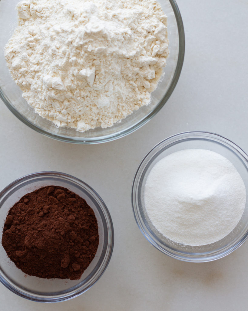 dry ingredients in separate bowls