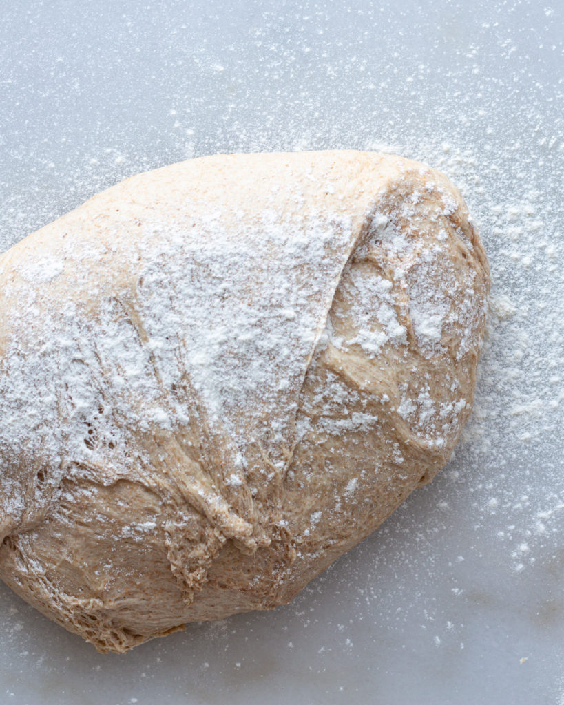 dough on a floured surface