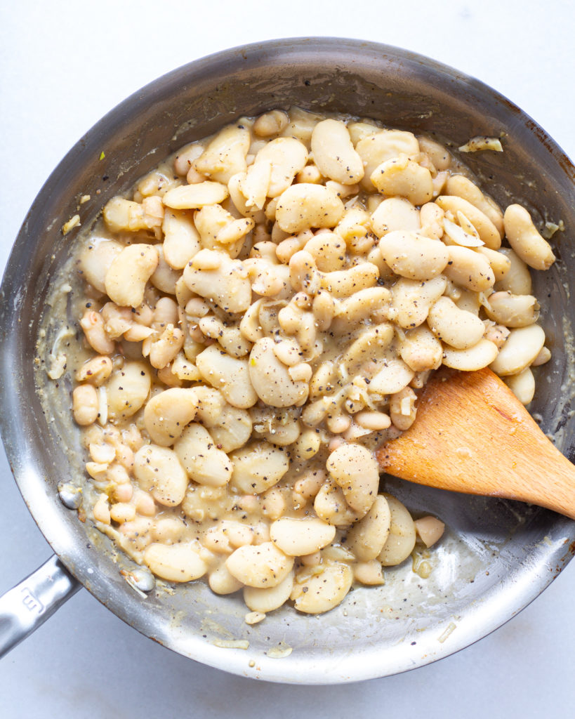 beans with seasonings in pan