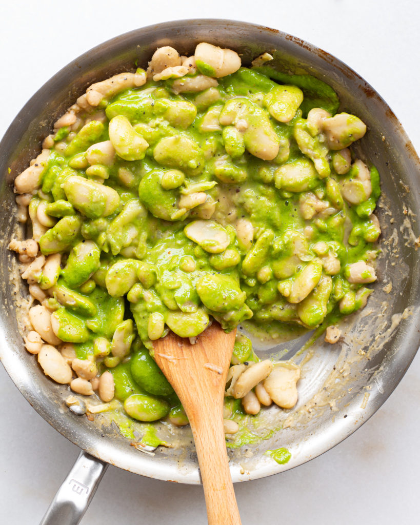 basil oil added to beans