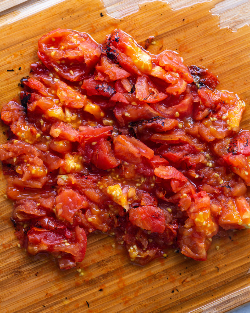Chopped blistered tomatoes