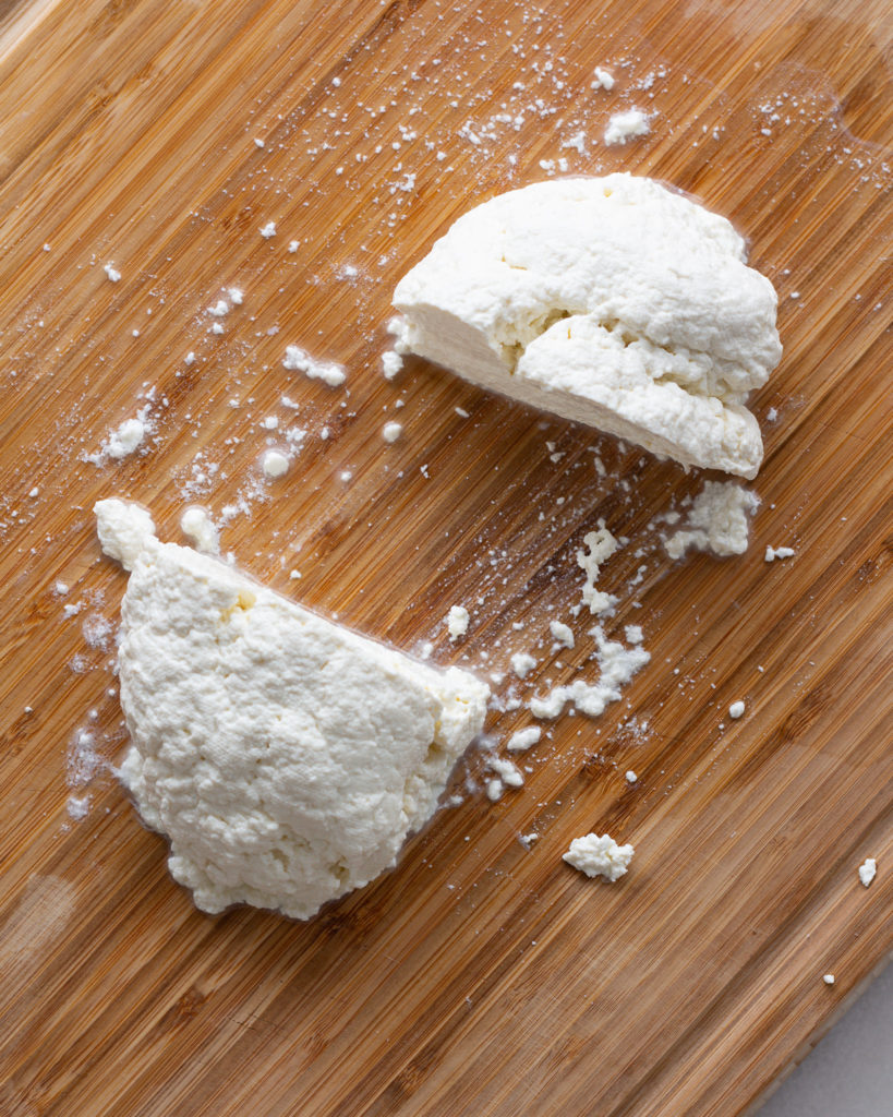 Curds divided into two