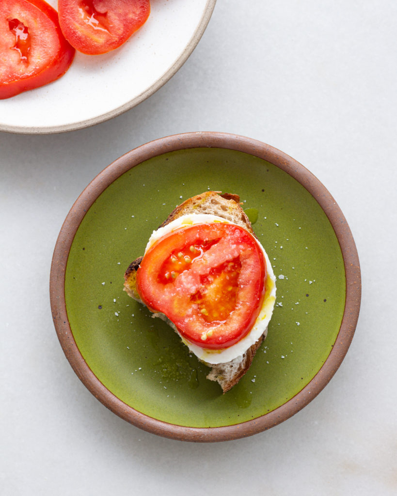 Homemade Mozzarella on toast with tomato