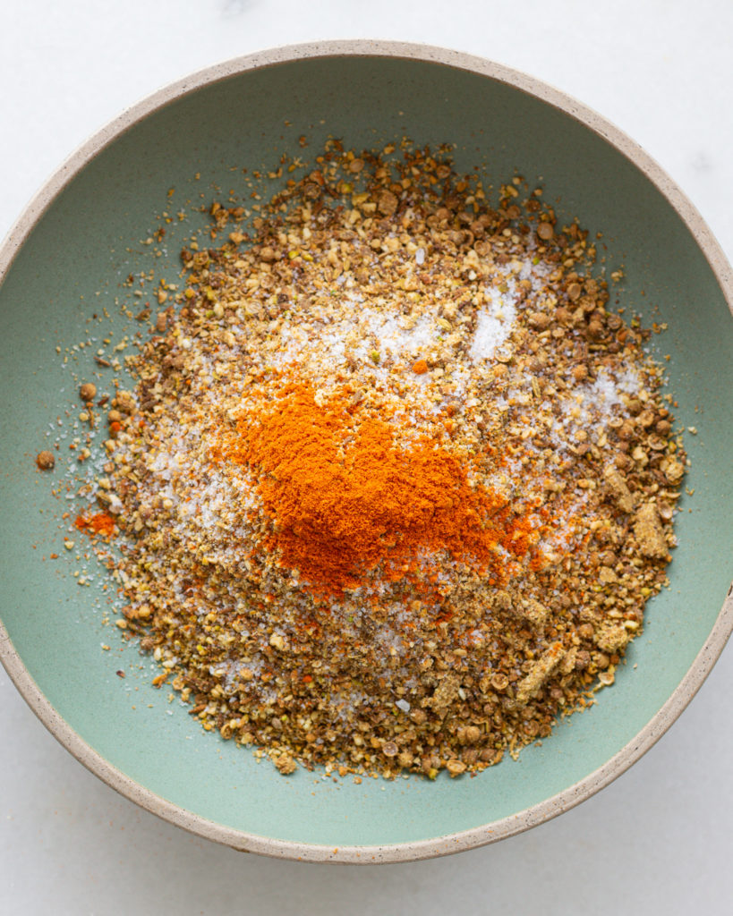 All ingredients and spices in bowl