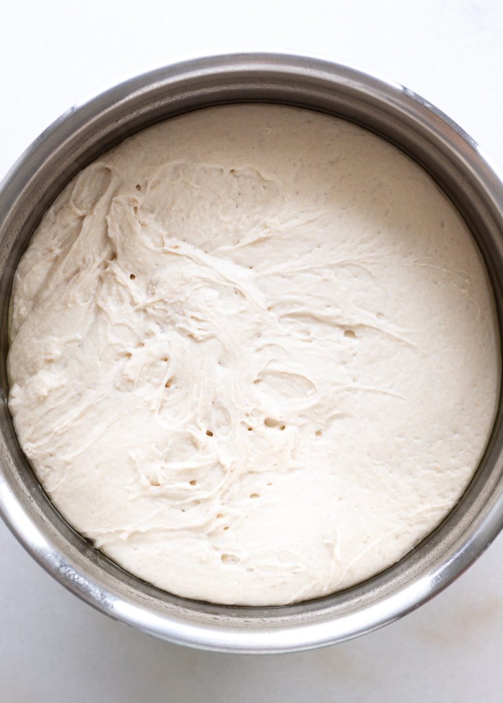 Ciabatta dough, risen