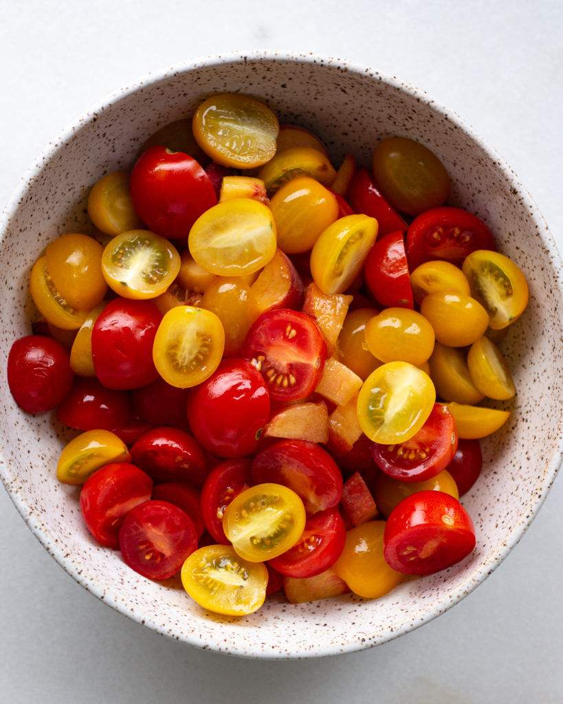 Halved cherry tomatoes