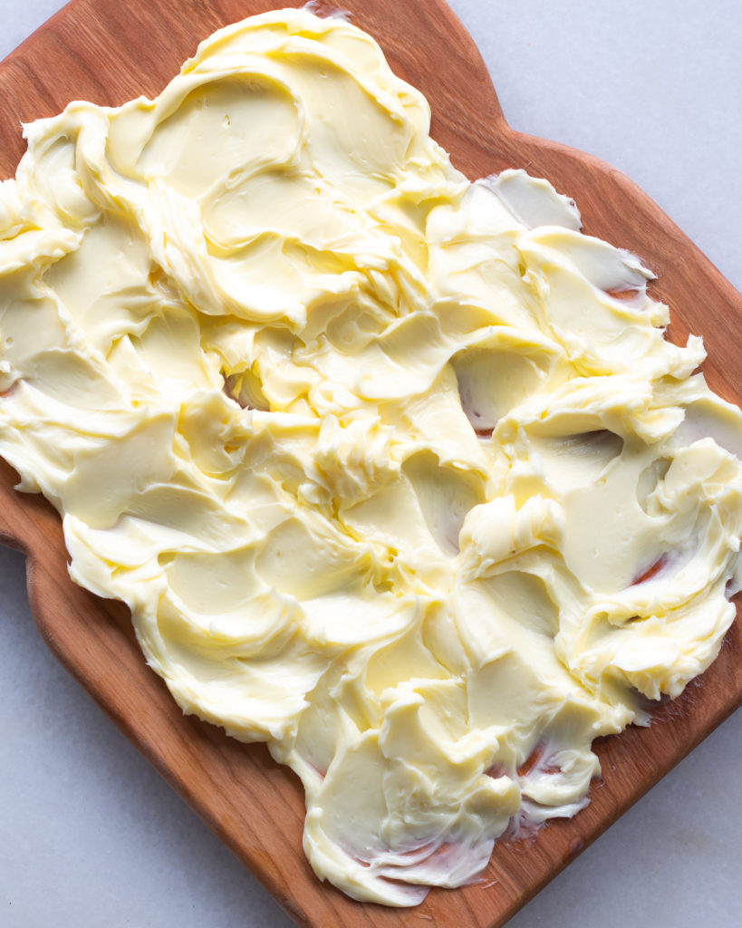 Butter spread on board