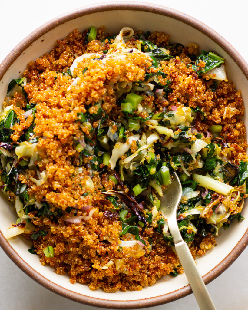 Finished Baked Kale Salad with Crispy Quinoa