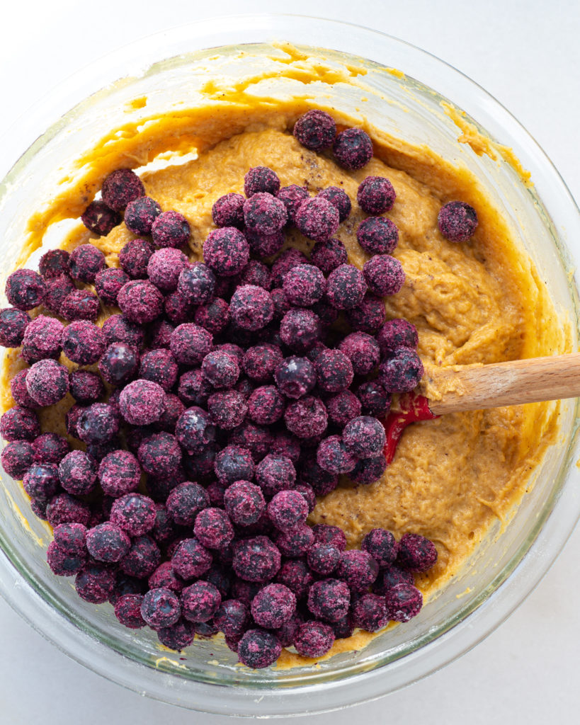 Frozen blueberries added to batter