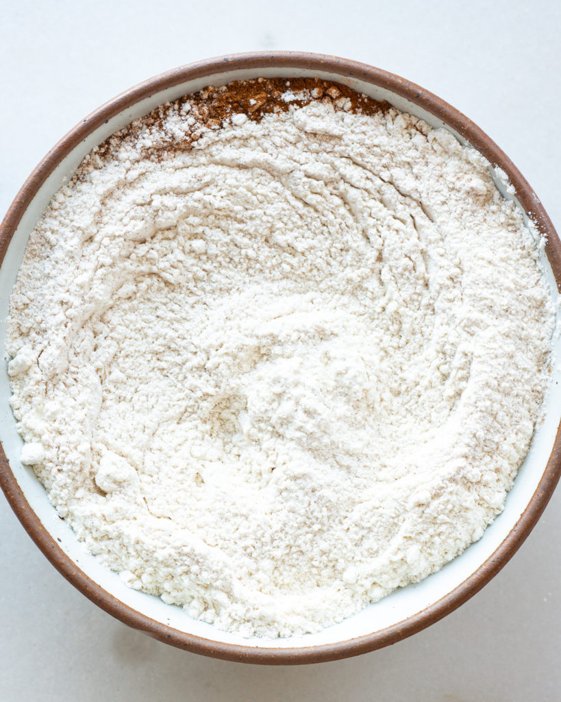 Dry ingredients added to wet ingredients