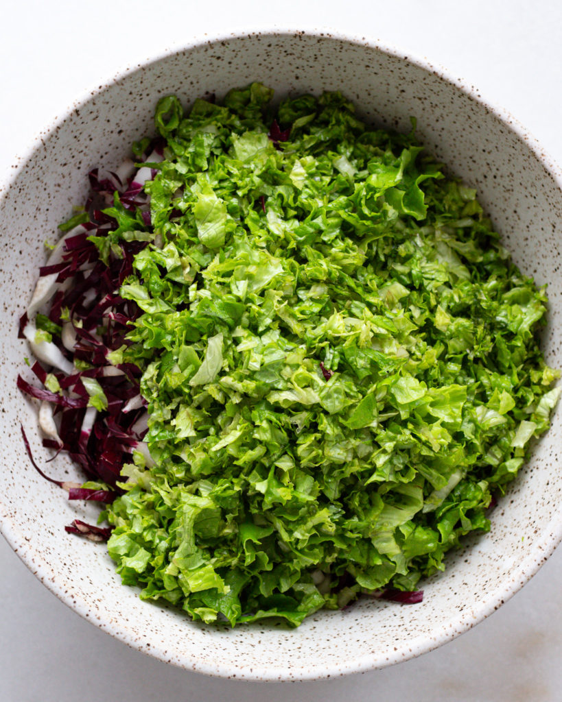 Chopped radicchio and lettuce