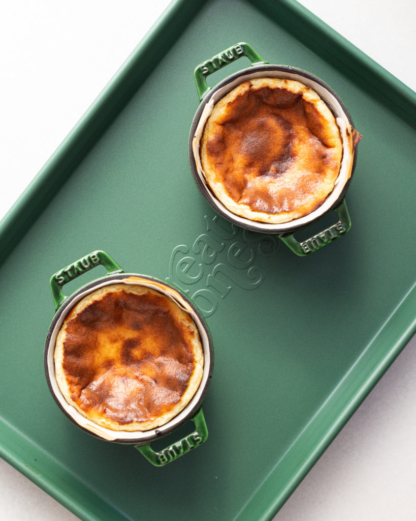 Finished basque cheesecakes