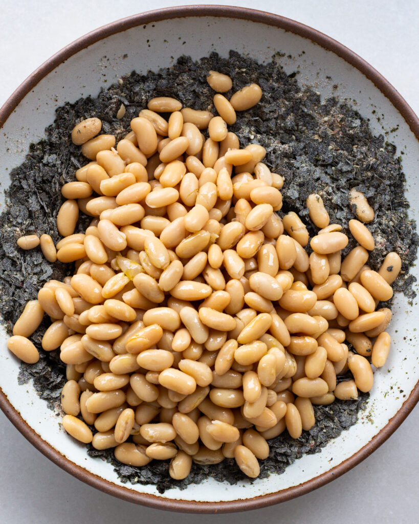 beans and nori in a bowl
