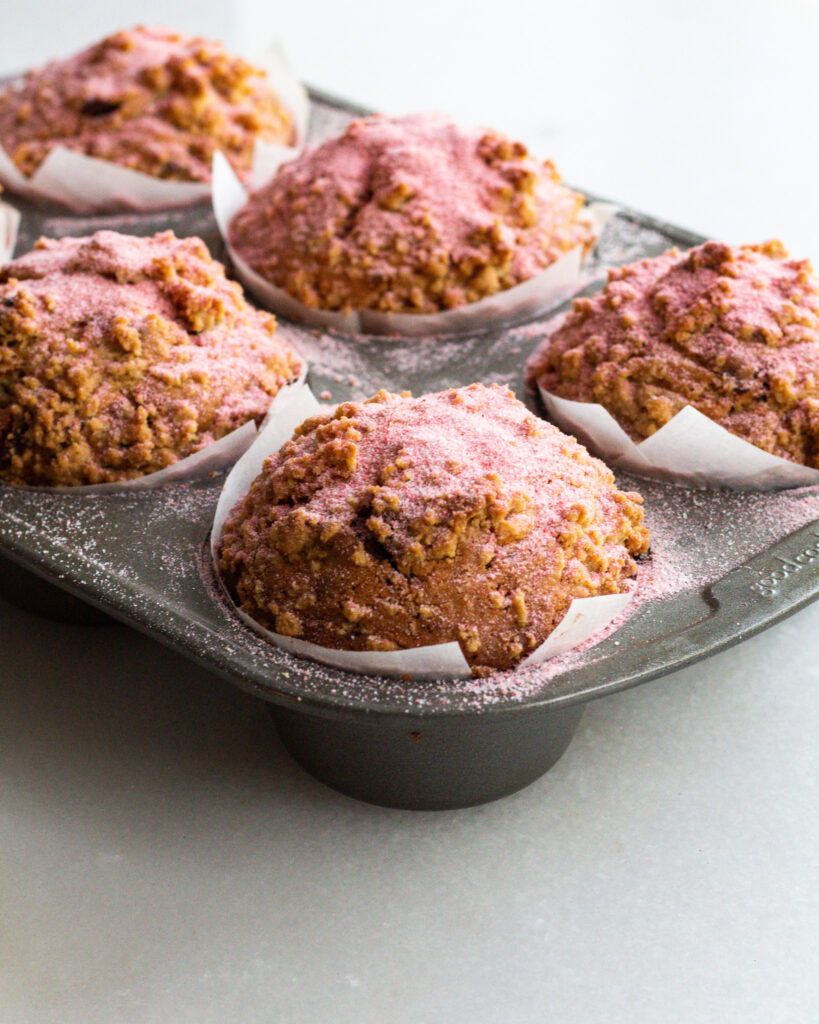 strawberry muffins in tin
