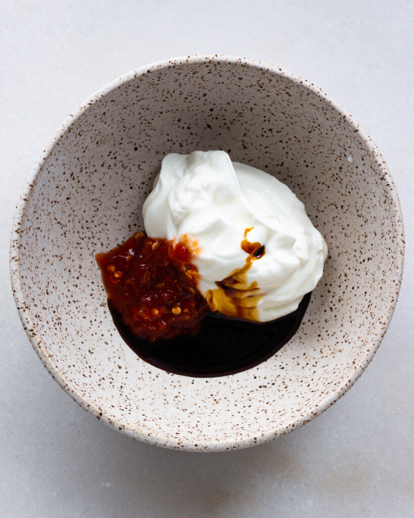 dipping sauce ingredients in a bowl