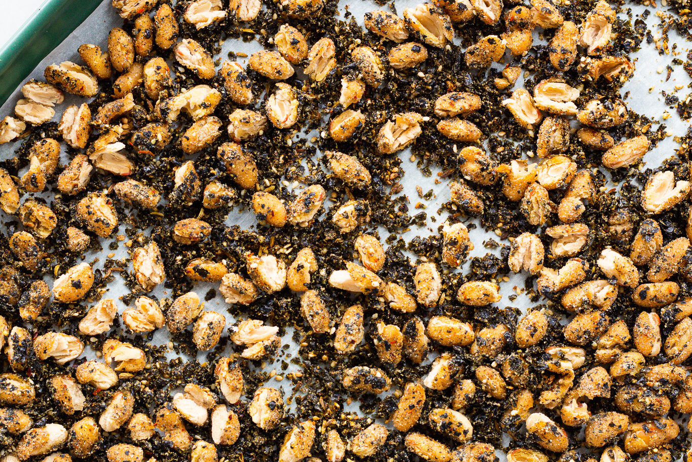 nori beans on a baking sheet