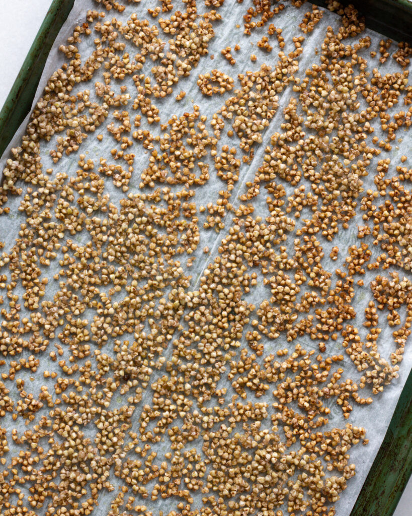 buckwheat on a baking sheet 