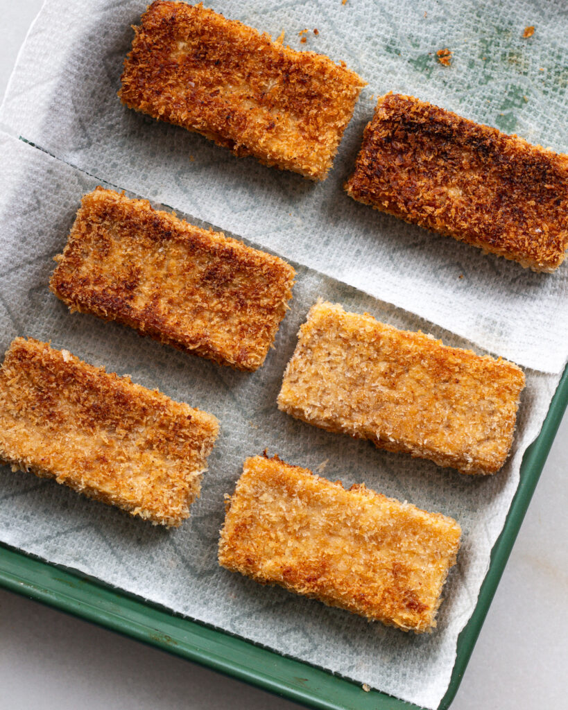 Finished fried tofu cutlets
