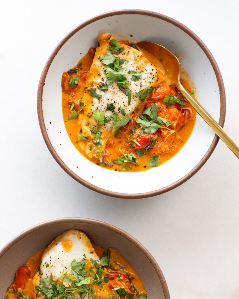 Finished tomato fish curry