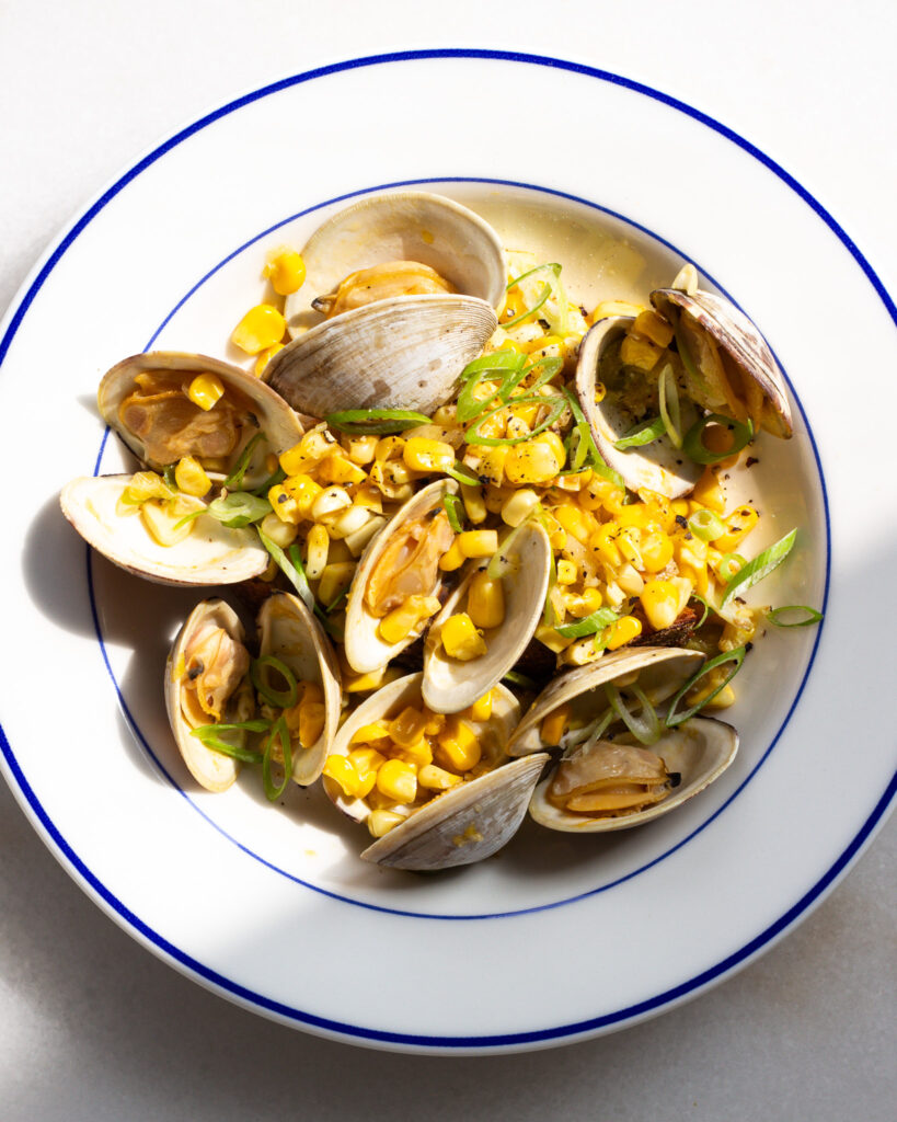 Finished Preserved Lemon Butter Clams with Corn