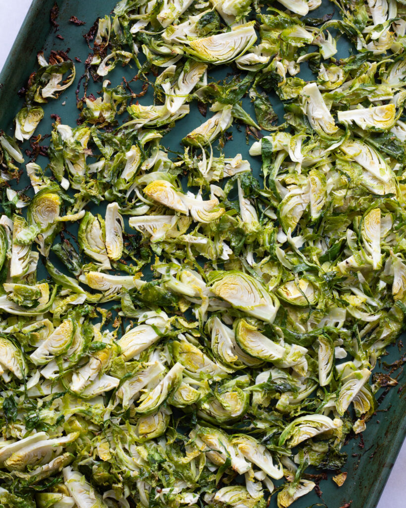 Baked shaved brussels sprouts