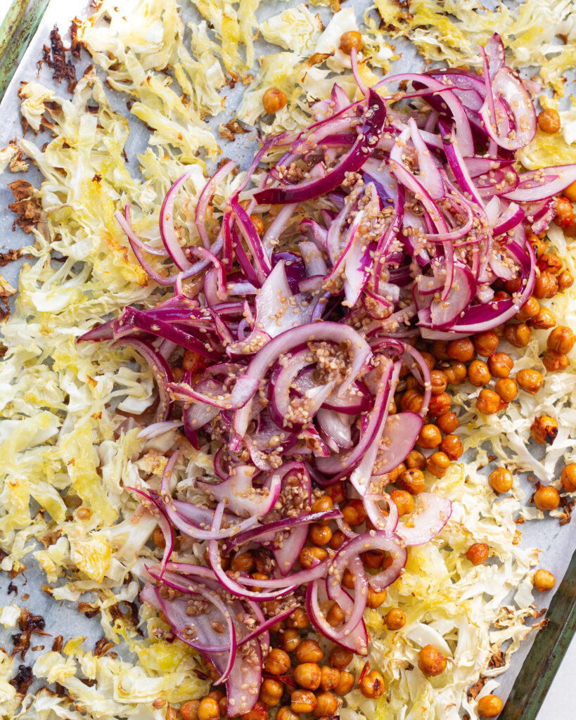 All ingredients combined on baking sheet