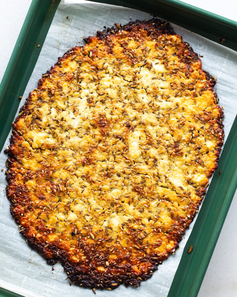 crispy feta on baking sheet