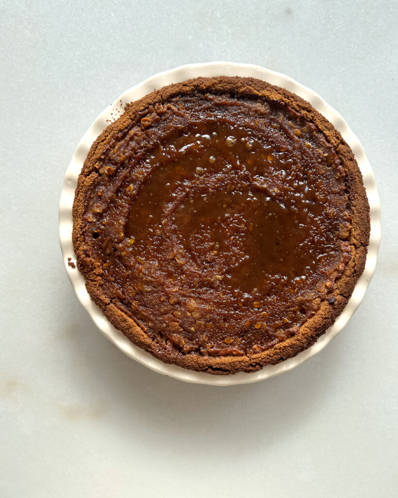 finished Salted Sticky Toffee Pudding Pumpkin Pie