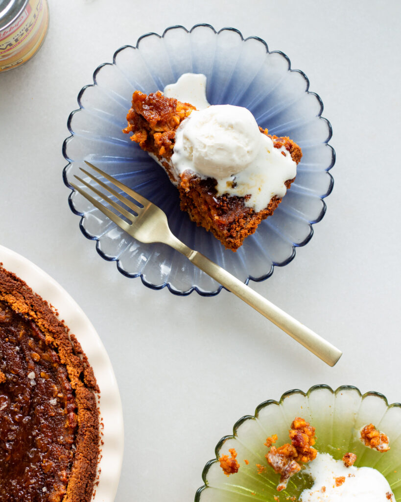 finished Salted Sticky Toffee Pudding Pumpkin Pie