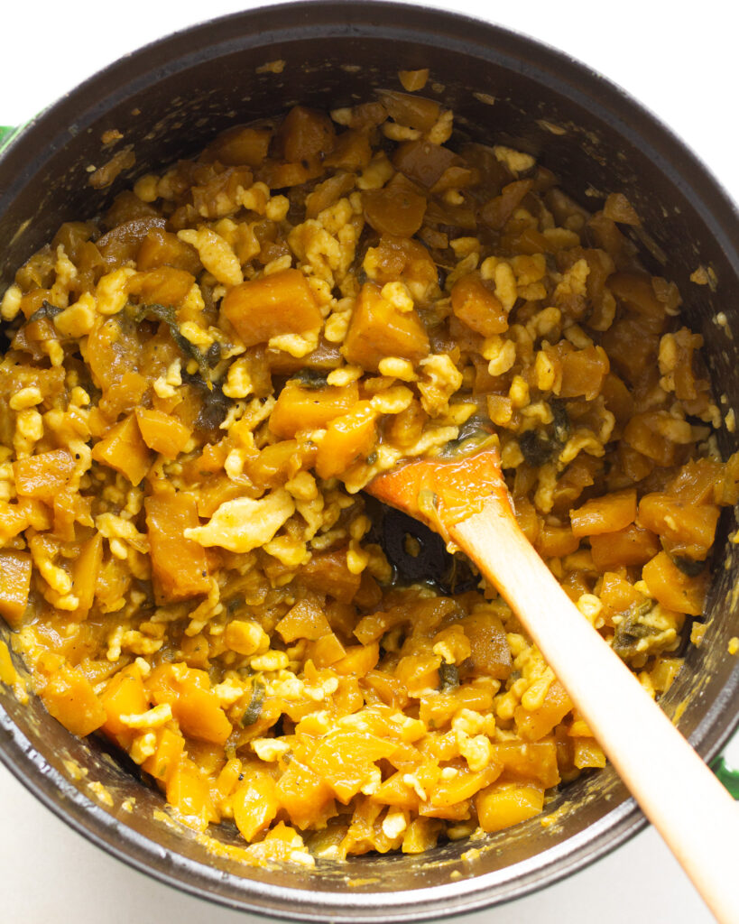 Sage & Golden Beet Spaetzle in pan