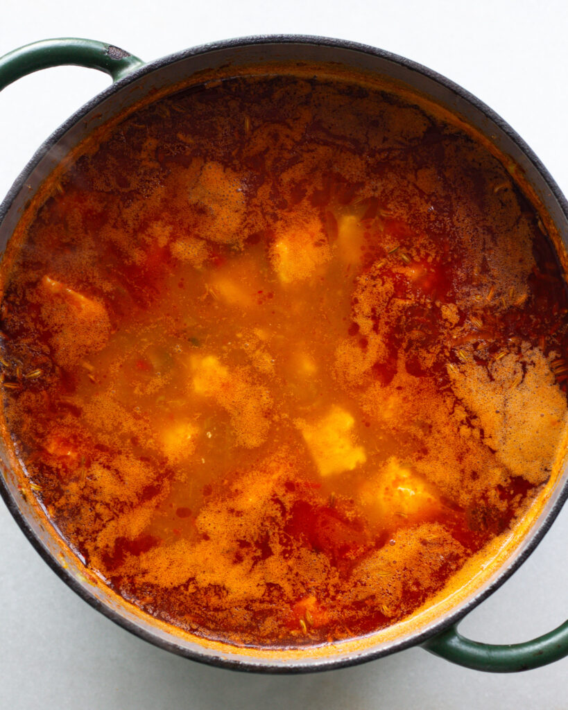 simmering 'Nudja Tofu Soup