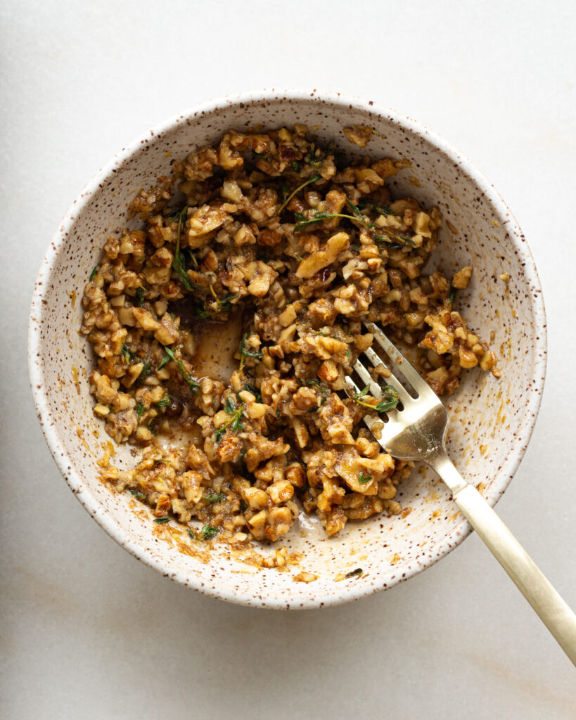 candied walnuts and thyme 