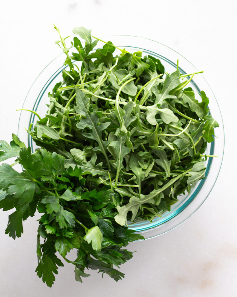 arugula and parsley