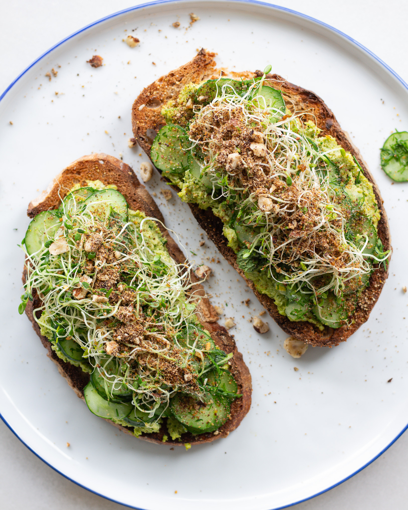Cucumber Toasts with Edamame Spread