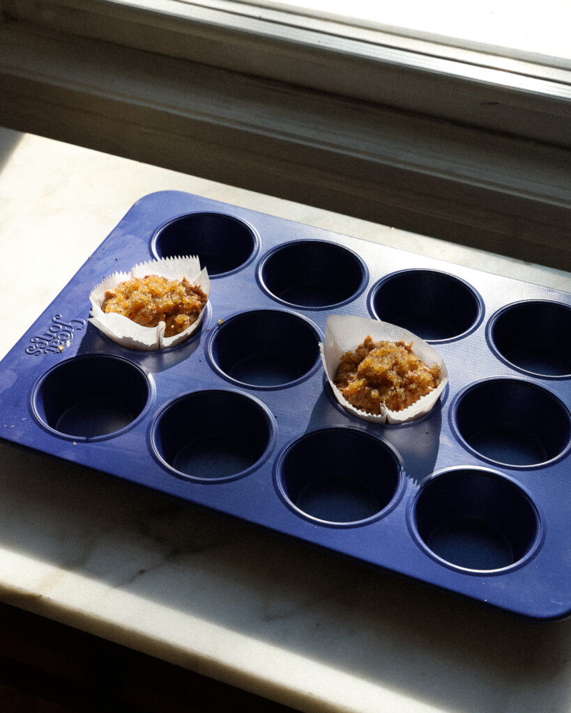Small batch carrot muffins about to be baked