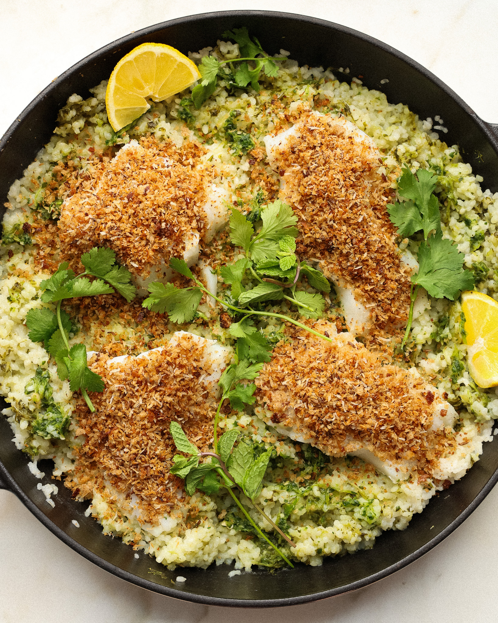 Coconut Breaded Cod with Cilantro Rice