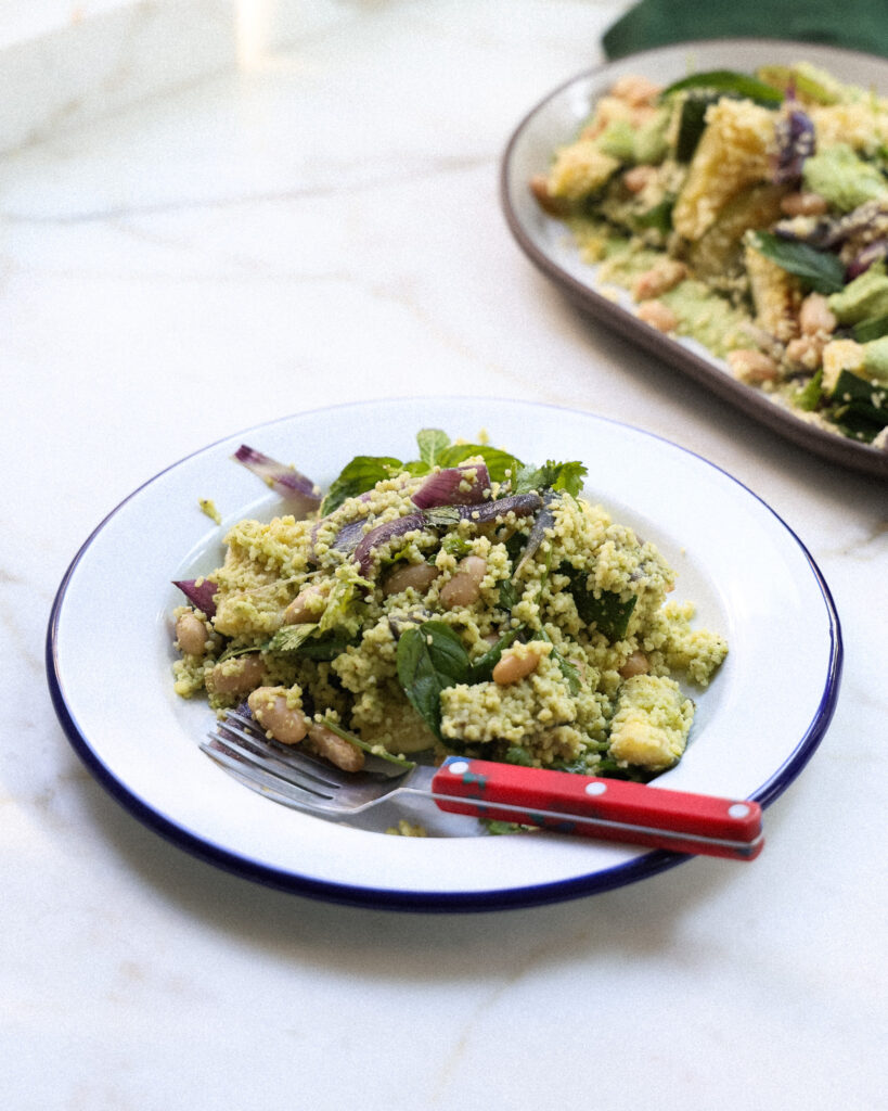 green romesco zucchini salad
