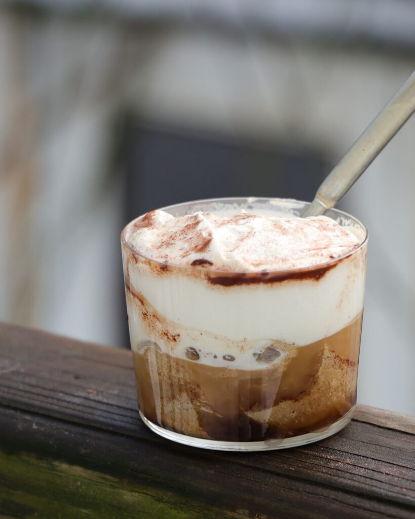 A single serving of tiramisu affogato