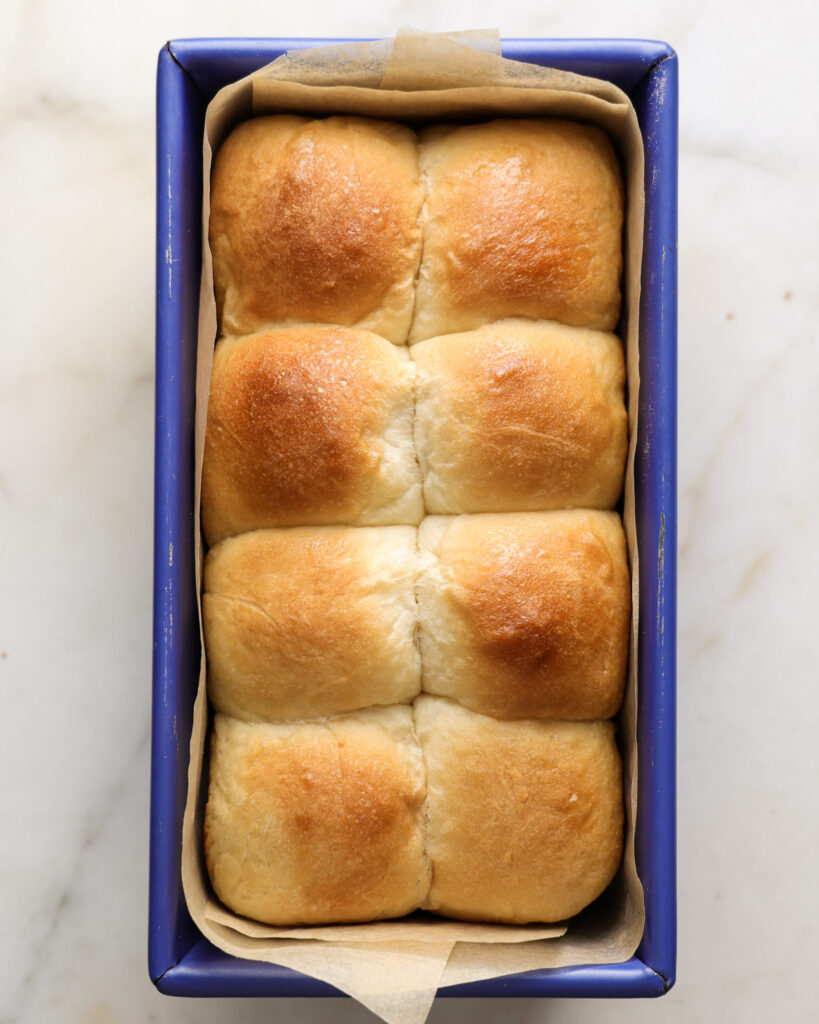 baked vegan brioche rolls.